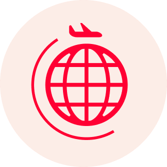 地球と飛行機のアイコン